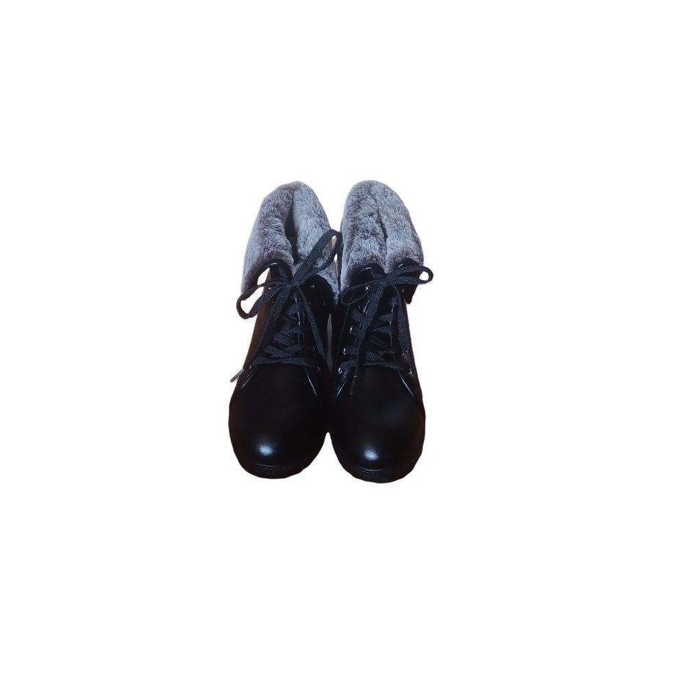 Olivia Miller All Black Faux Fur Trimmed Boots